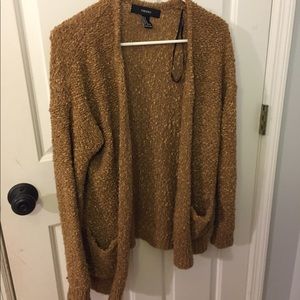 Gold forever 21 fuzzy cardigan